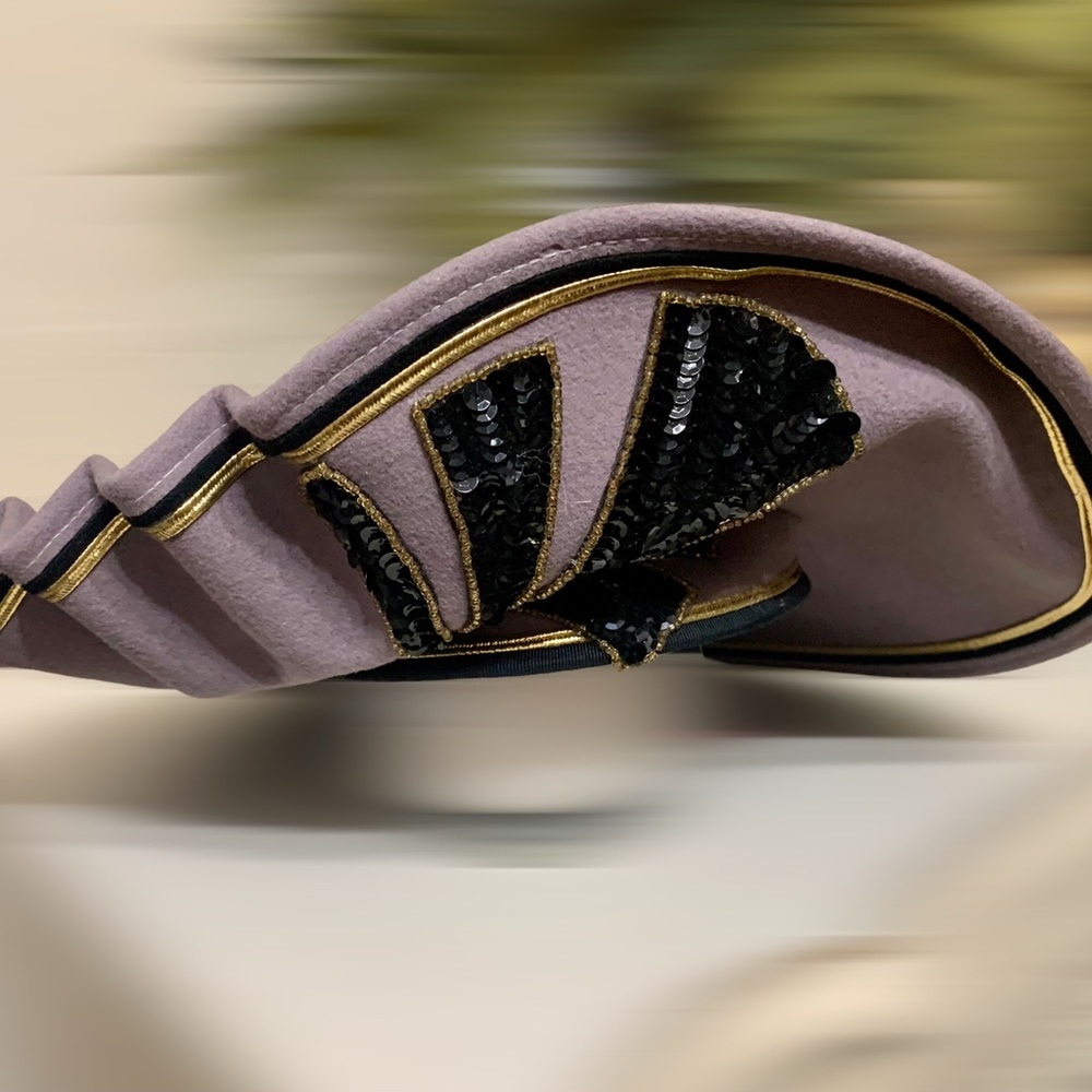 NWT Deadstock Vintage Gray Wool Appliqué Derby Church Hat Bonnet Avant Garde